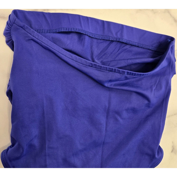 Zara Womens Strapless Bodysuit One Piece Small Cobalt Blue Ruched Sexy Beach - Picture 4 of 8